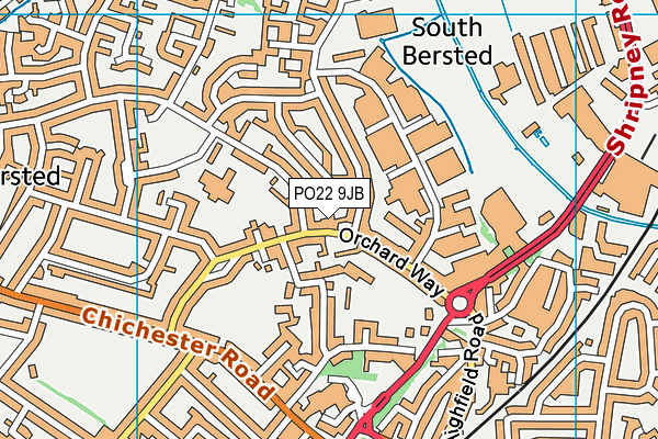 PO22 9JB map - OS VectorMap District (Ordnance Survey)