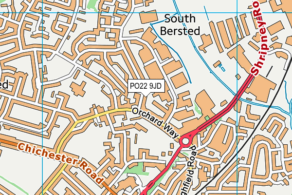 PO22 9JD map - OS VectorMap District (Ordnance Survey)