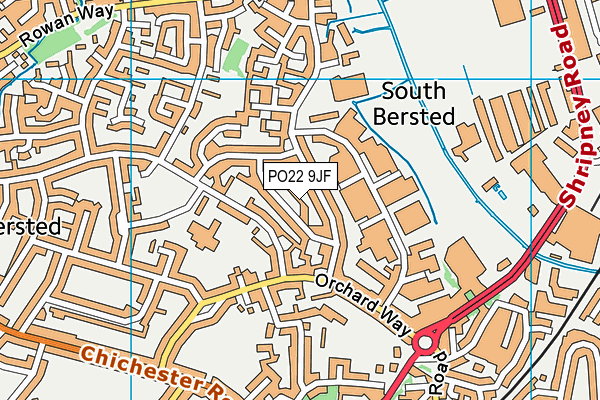 PO22 9JF map - OS VectorMap District (Ordnance Survey)
