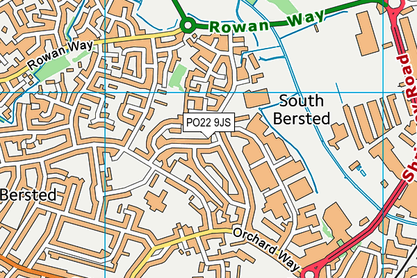 PO22 9JS map - OS VectorMap District (Ordnance Survey)