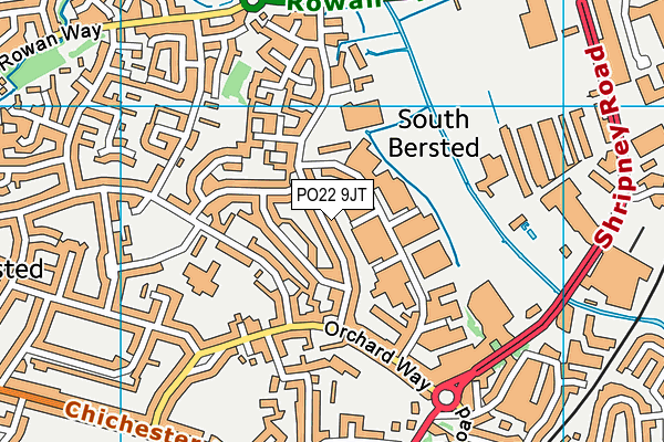 PO22 9JT map - OS VectorMap District (Ordnance Survey)