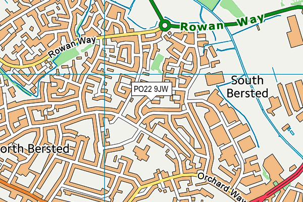PO22 9JW map - OS VectorMap District (Ordnance Survey)