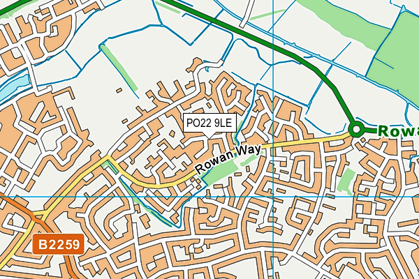 PO22 9LE map - OS VectorMap District (Ordnance Survey)