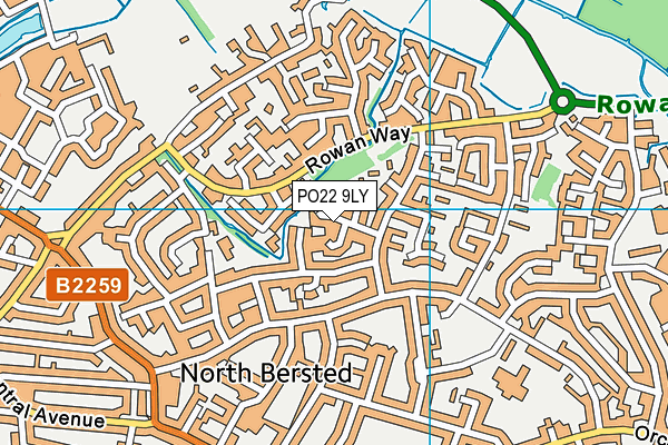 PO22 9LY map - OS VectorMap District (Ordnance Survey)