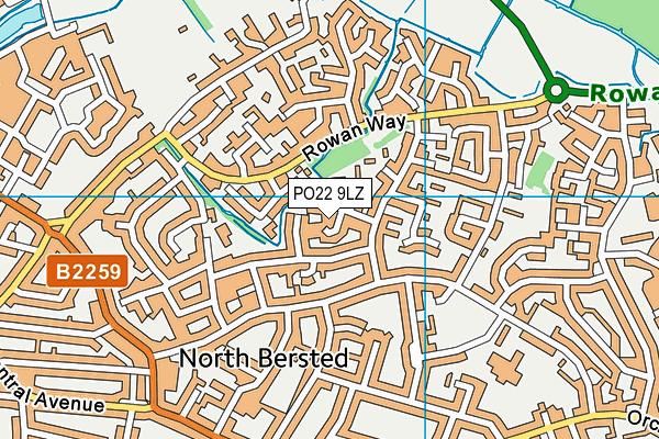 PO22 9LZ map - OS VectorMap District (Ordnance Survey)