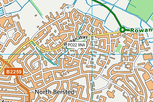 PO22 9NA map - OS VectorMap District (Ordnance Survey)