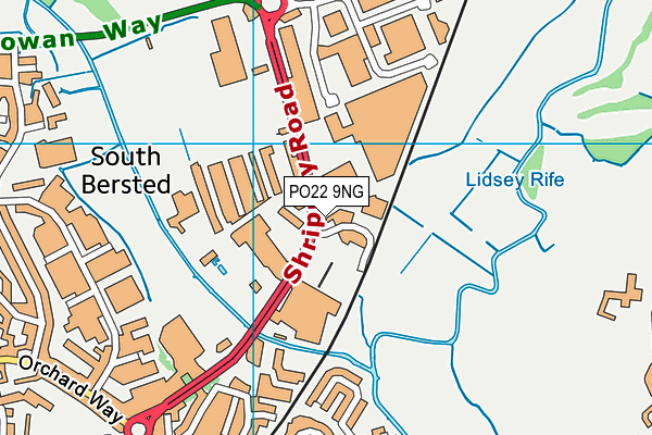 PO22 9NG map - OS VectorMap District (Ordnance Survey)