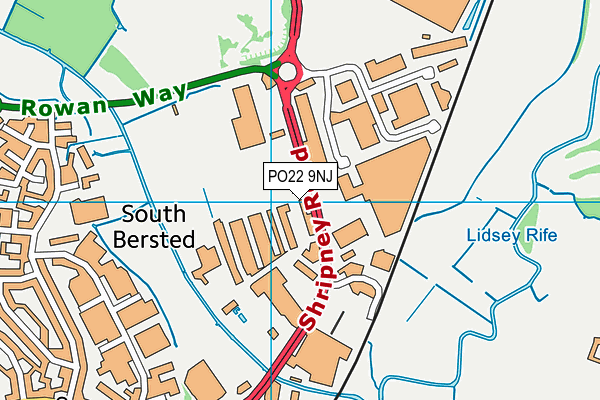 PO22 9NJ map - OS VectorMap District (Ordnance Survey)