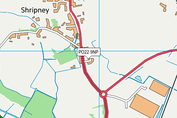 PO22 9NP map - OS VectorMap District (Ordnance Survey)