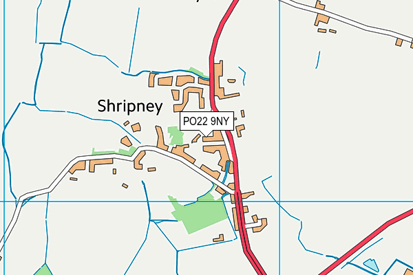 PO22 9NY map - OS VectorMap District (Ordnance Survey)