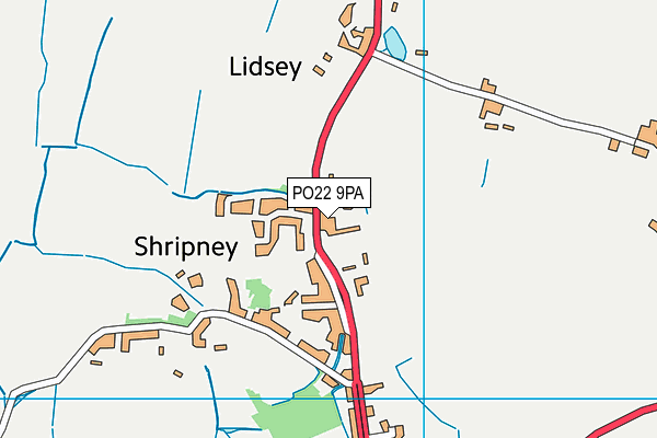 PO22 9PA map - OS VectorMap District (Ordnance Survey)