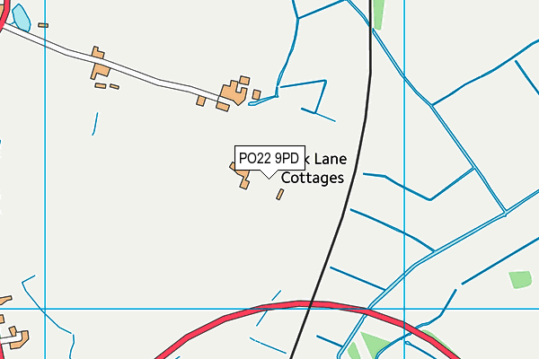 PO22 9PD map - OS VectorMap District (Ordnance Survey)