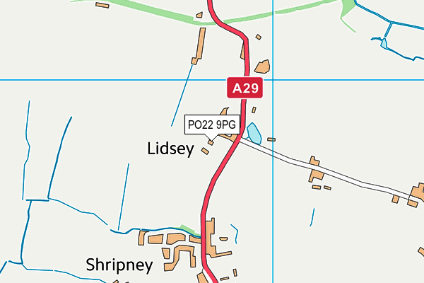 PO22 9PG map - OS VectorMap District (Ordnance Survey)