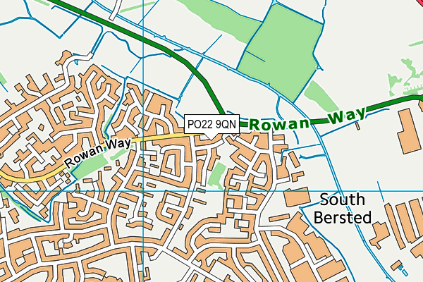 PO22 9QN map - OS VectorMap District (Ordnance Survey)