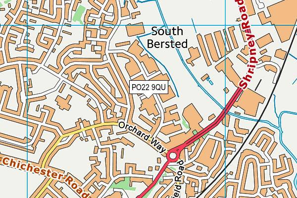 PO22 9QU map - OS VectorMap District (Ordnance Survey)