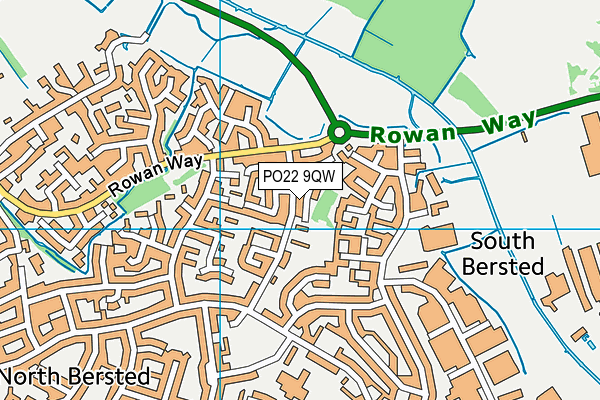 PO22 9QW map - OS VectorMap District (Ordnance Survey)