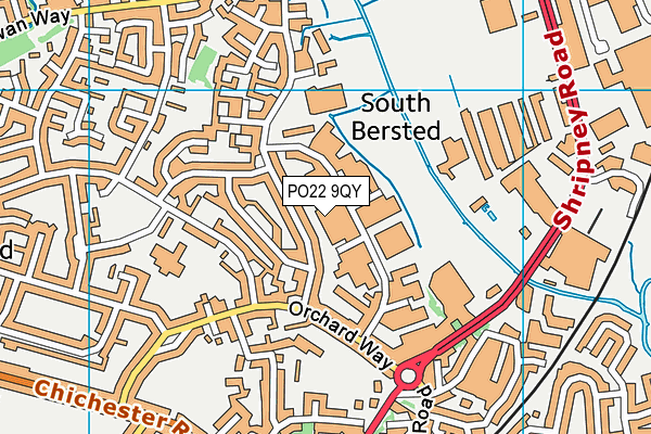 PO22 9QY map - OS VectorMap District (Ordnance Survey)