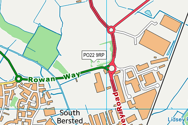 PO22 9RP map - OS VectorMap District (Ordnance Survey)