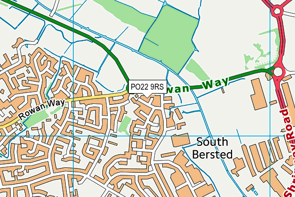 PO22 9RS map - OS VectorMap District (Ordnance Survey)