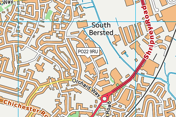 PO22 9RU map - OS VectorMap District (Ordnance Survey)