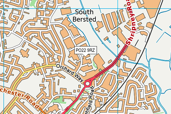 PO22 9RZ map - OS VectorMap District (Ordnance Survey)