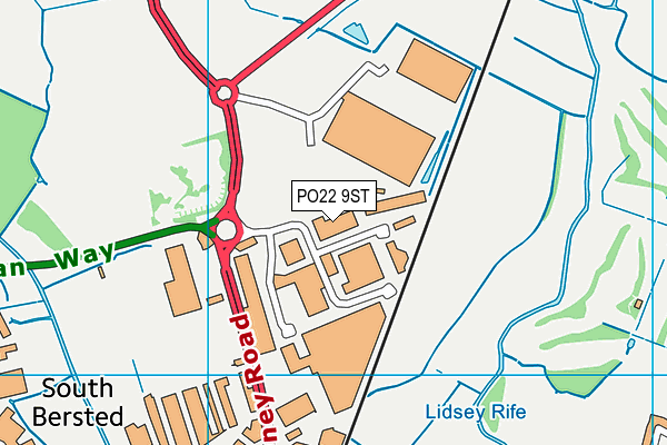 PO22 9ST map - OS VectorMap District (Ordnance Survey)