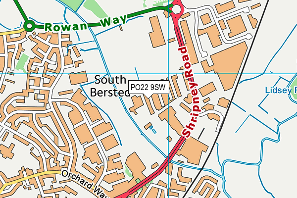 PO22 9SW map - OS VectorMap District (Ordnance Survey)