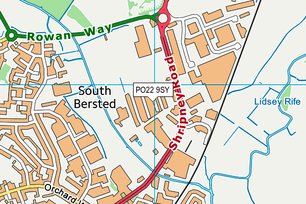 PO22 9SY map - OS VectorMap District (Ordnance Survey)