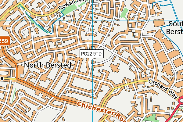 PO22 9TD map - OS VectorMap District (Ordnance Survey)