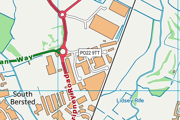 PO22 9TT map - OS VectorMap District (Ordnance Survey)