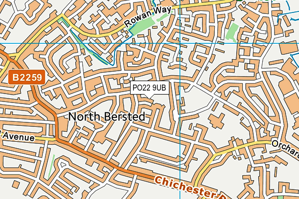 PO22 9UB map - OS VectorMap District (Ordnance Survey)