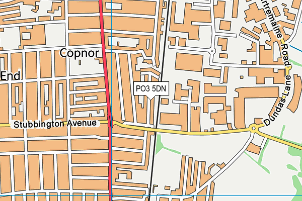 PO3 5DN map - OS VectorMap District (Ordnance Survey)