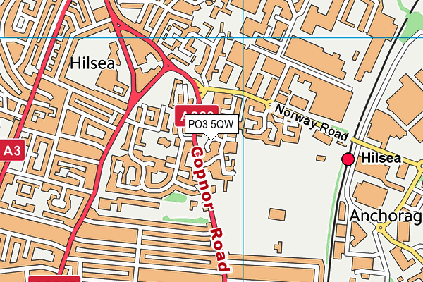 PO3 5QW map - OS VectorMap District (Ordnance Survey)