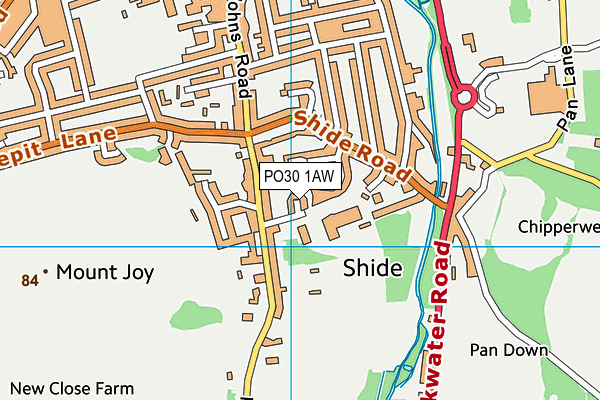 PO30 1AW map - OS VectorMap District (Ordnance Survey)