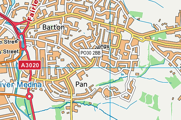 Downside Recreation Ground map (PO30 2BB) - OS VectorMap District (Ordnance Survey)