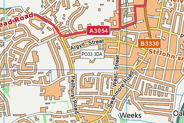 PO33 3DA map - OS VectorMap District (Ordnance Survey)