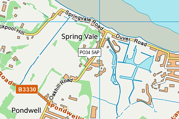 PO34 5AP map - OS VectorMap District (Ordnance Survey)