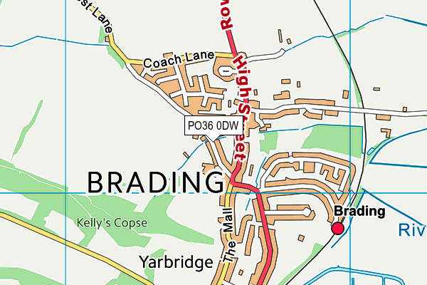 PO36 0DW map - OS VectorMap District (Ordnance Survey)