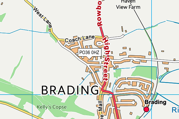 PO36 0HZ map - OS VectorMap District (Ordnance Survey)