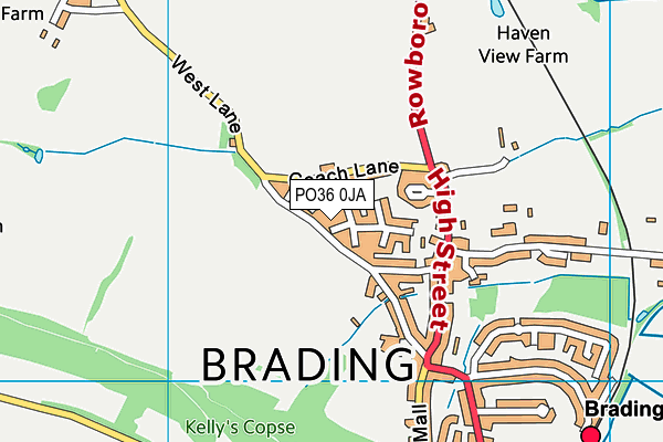 PO36 0JA map - OS VectorMap District (Ordnance Survey)