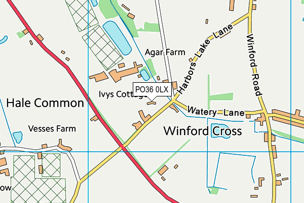 Watery Lane Pavilion map (PO36 0LX) - OS VectorMap District (Ordnance Survey)
