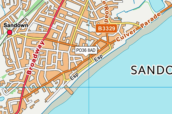 PO36 8AD map - OS VectorMap District (Ordnance Survey)