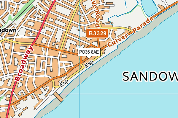 PO36 8AE map - OS VectorMap District (Ordnance Survey)