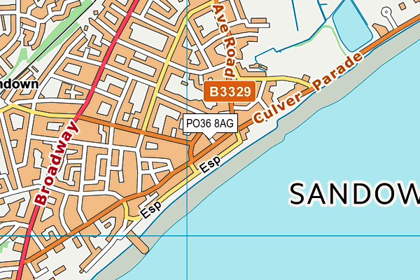 PO36 8AG map - OS VectorMap District (Ordnance Survey)