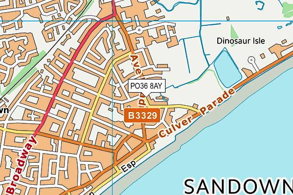 PO36 8AY map - OS VectorMap District (Ordnance Survey)