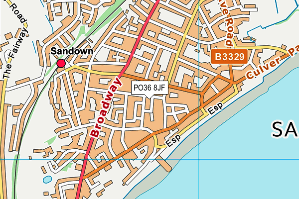 PO36 8JF map - OS VectorMap District (Ordnance Survey)