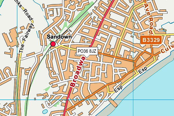 PO36 8JZ map - OS VectorMap District (Ordnance Survey)