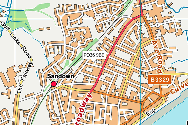 PO36 9BE map - OS VectorMap District (Ordnance Survey)