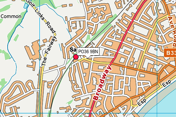 PO36 9BN map - OS VectorMap District (Ordnance Survey)