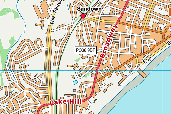 PO36 9DF map - OS VectorMap District (Ordnance Survey)